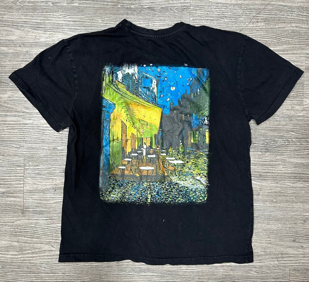 Call Your Mother Van Gogh Café Terrace T-Shirt Men’s Large Black Graphic Tee